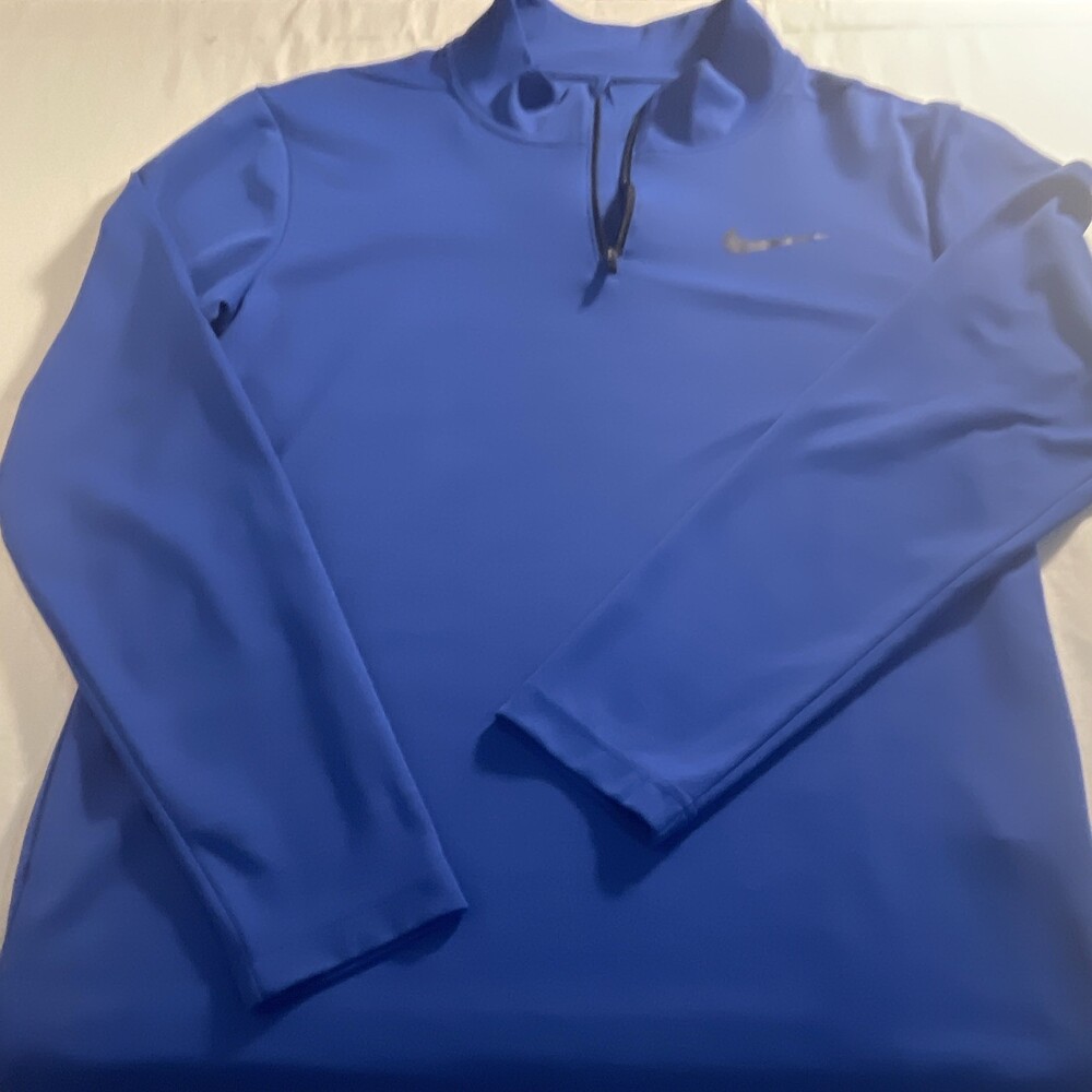 Nike Dri-FIT Men's Athletic Fit Blue 1/4 Zip Mock Neck Pullover Size S